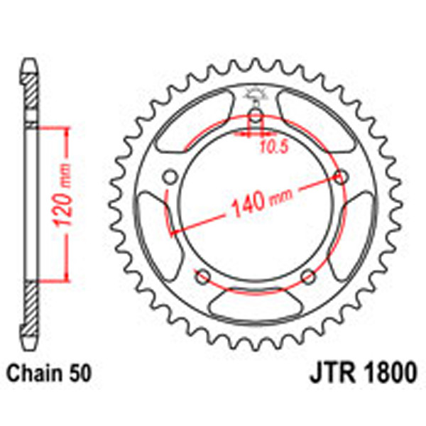 JT JT Rear Sprockets R/W 1800-40 (4409)